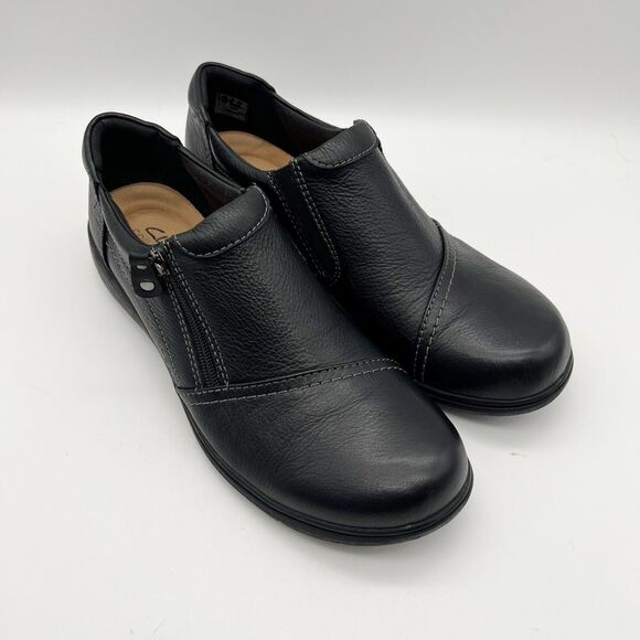 Clarks Carleigh Ray Ultimate Comfort Black Pebbled Leather Loafers Women’s 11M - Picture 2 of 12